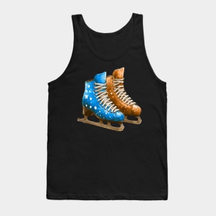 Blue Brown Ice Skating Boots Tank Top